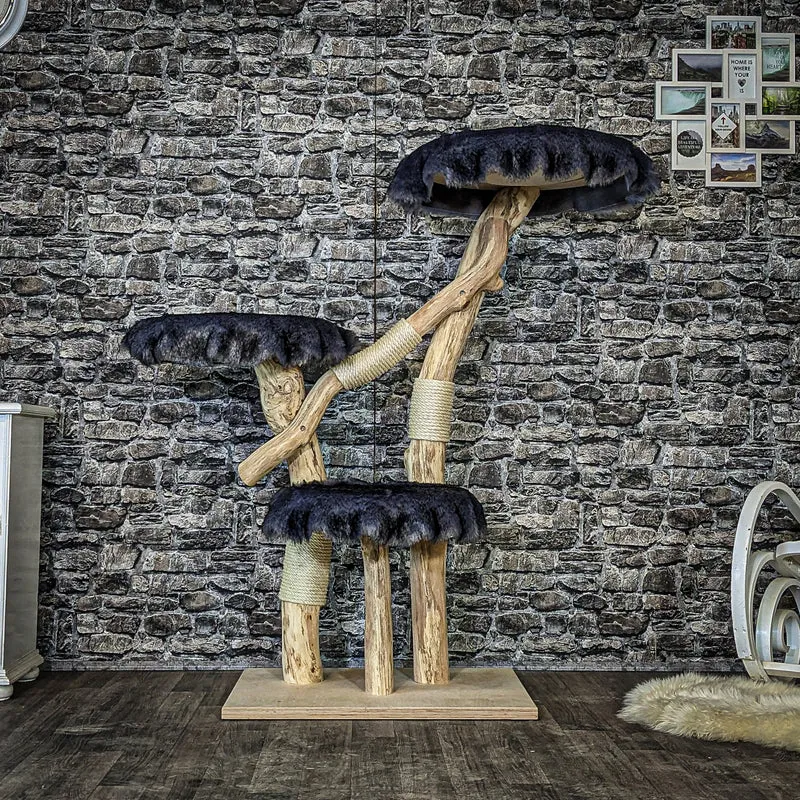 Naturkratzbaum 4076 Kratzbaum Natur Holz Design 145 cm hoch Katzenbaum