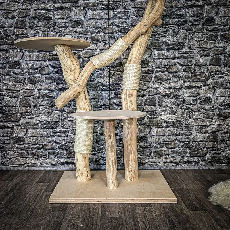 Naturkratzbaum 4076 Kratzbaum Natur Holz Design 145 cm hoch Katzenbaum