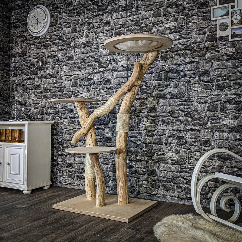Naturkratzbaum 4076 Kratzbaum Natur Holz Design 145 cm hoch Katzenbaum