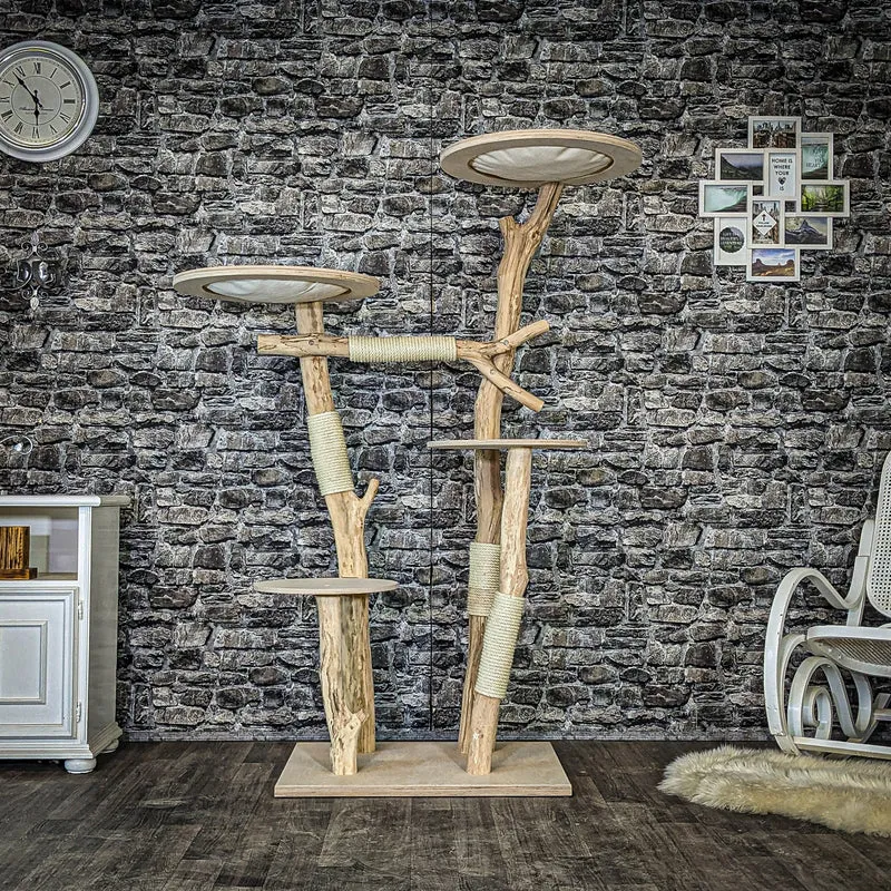 Naturkratzbaum 4077 Kratzbaum Natur Holz Design 175 cm hoch Katzenbaum