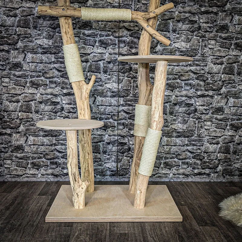 Naturkratzbaum 4077 Kratzbaum Natur Holz Design 175 cm hoch Katzenbaum