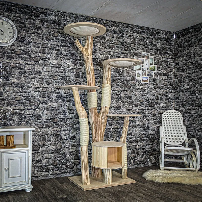Naturkratzbaum 4078 Kratzbaum Natur Holz Design 210 cm hoch Katzenbaum