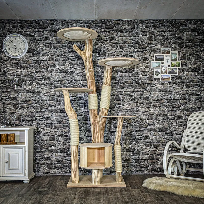 Naturkratzbaum 4078 Kratzbaum Natur Holz Design 210 cm hoch Katzenbaum