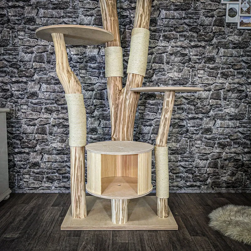 Naturkratzbaum 4078 Kratzbaum Natur Holz Design 210 cm hoch Katzenbaum