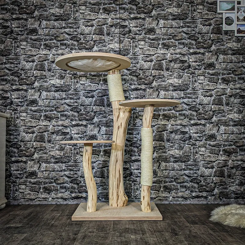 Naturkratzbaum 4081 Kratzbaum Natur Holz Design 116 cm hoch Katzenbaum