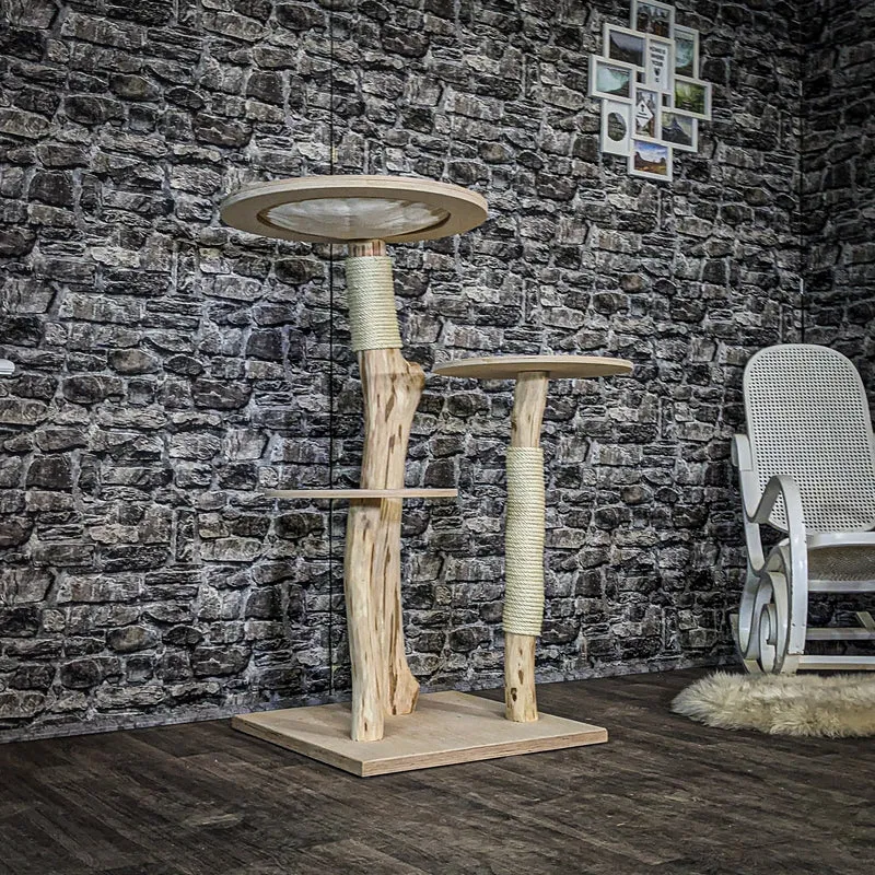 Naturkratzbaum 4081 Kratzbaum Natur Holz Design 116 cm hoch Katzenbaum