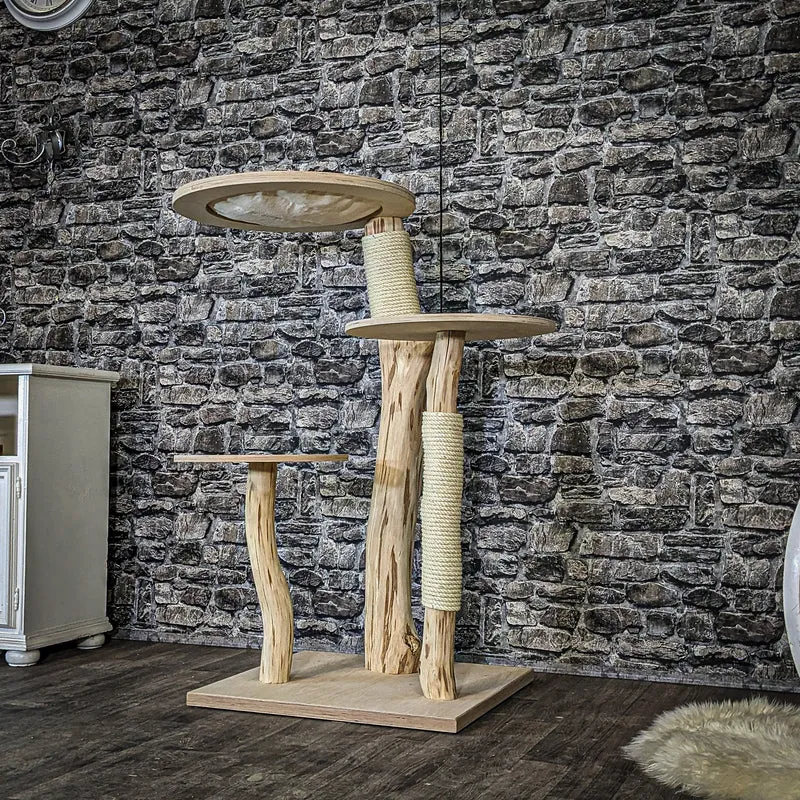 Naturkratzbaum 4081 Kratzbaum Natur Holz Design 116 cm hoch Katzenbaum