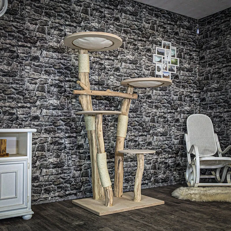 Naturkratzbaum 4082 Kratzbaum Natur Holz Design 165 cm hoch Katzenbaum