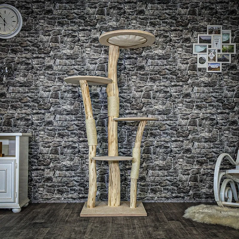 Naturkratzbaum 4083 Kratzbaum Natur Holz Design 175 cm hoch Katzenbaum