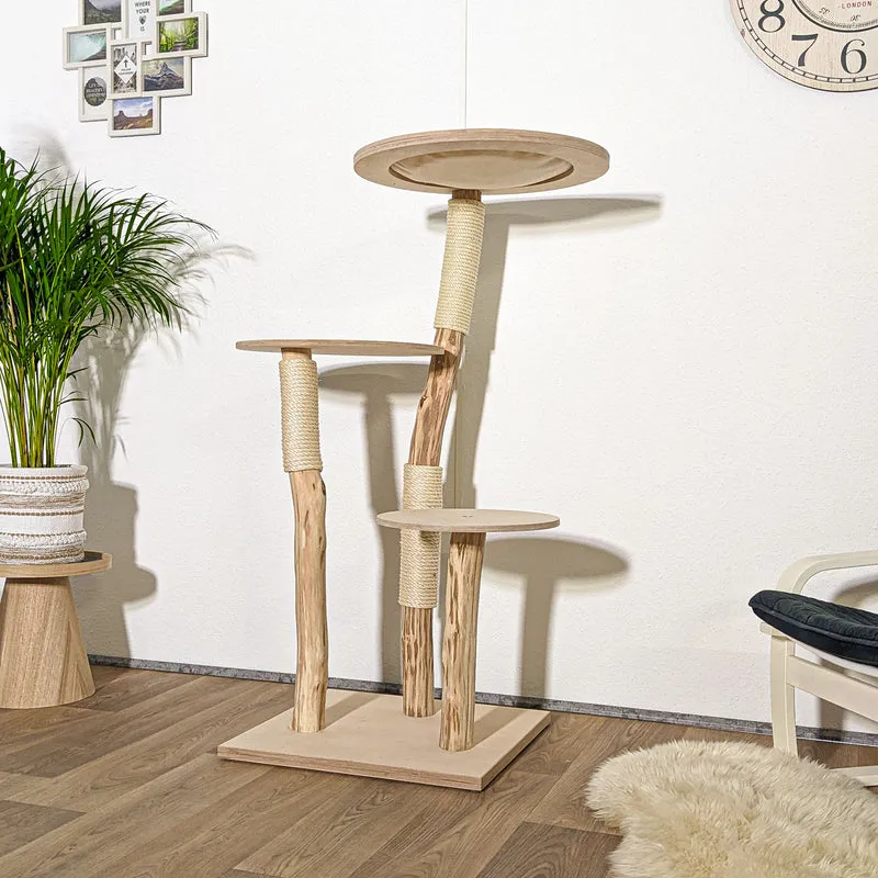 Naturkratzbaum 4084 Kratzbaum Natur Holz Design 135 cm hoch Katzenbaum