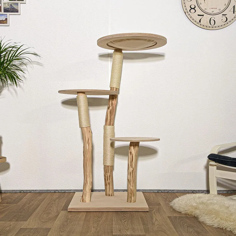Naturkratzbaum 4084 Kratzbaum Natur Holz Design 135 cm hoch Katzenbaum