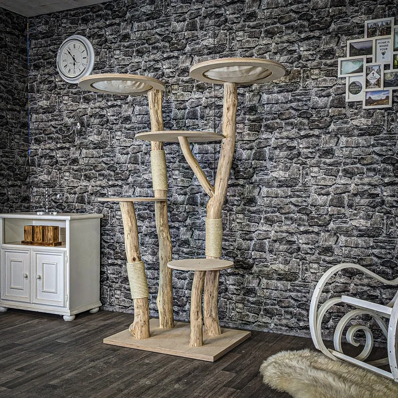 Naturkratzbaum 4085 Kratzbaum Natur Holz Design 170 cm hoch Katzenbaum