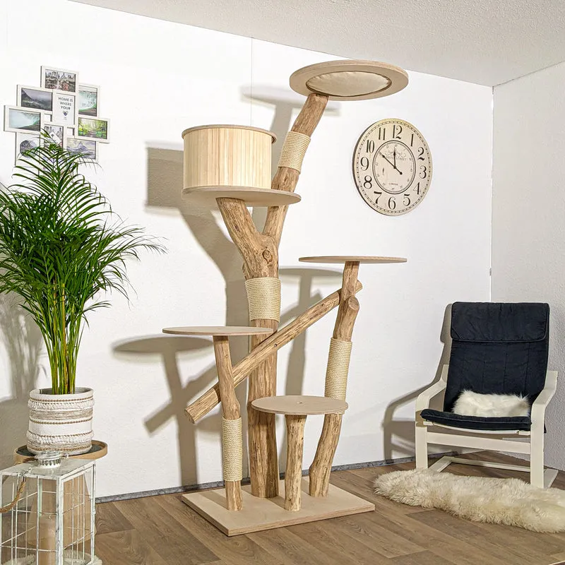 Naturkratzbaum 4086 Kratzbaum Natur Holz Design 210 cm hoch Katzenbaum
