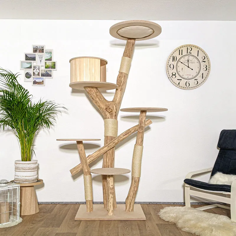 Naturkratzbaum 4086 Kratzbaum Natur Holz Design 210 cm hoch Katzenbaum