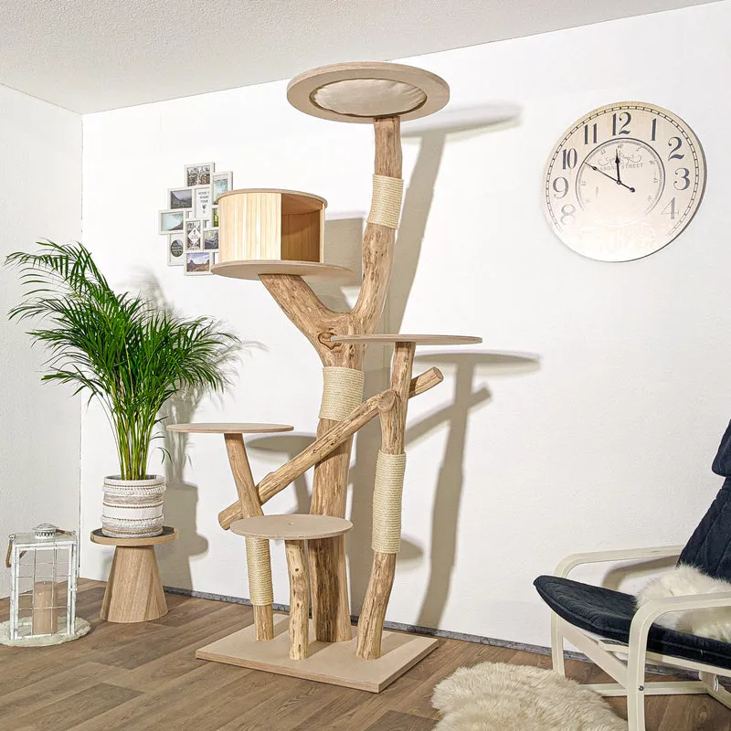 Naturkratzbaum 4086 Kratzbaum Natur Holz Design 210 cm hoch Katzenbaum