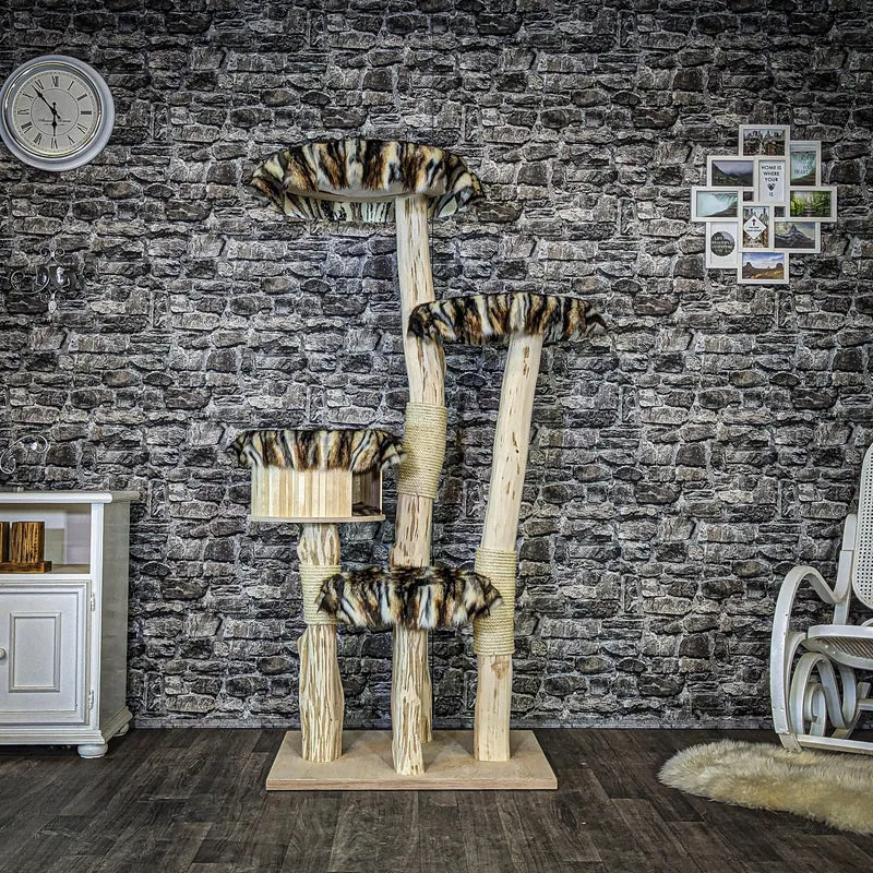 Naturkratzbaum 4087 Kratzbaum Natur Holz Design 175 cm hoch Katzenbaum