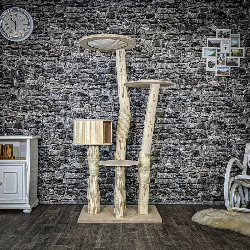 Naturkratzbaum 4087 Kratzbaum Natur Holz Design 175 cm hoch Katzenbaum