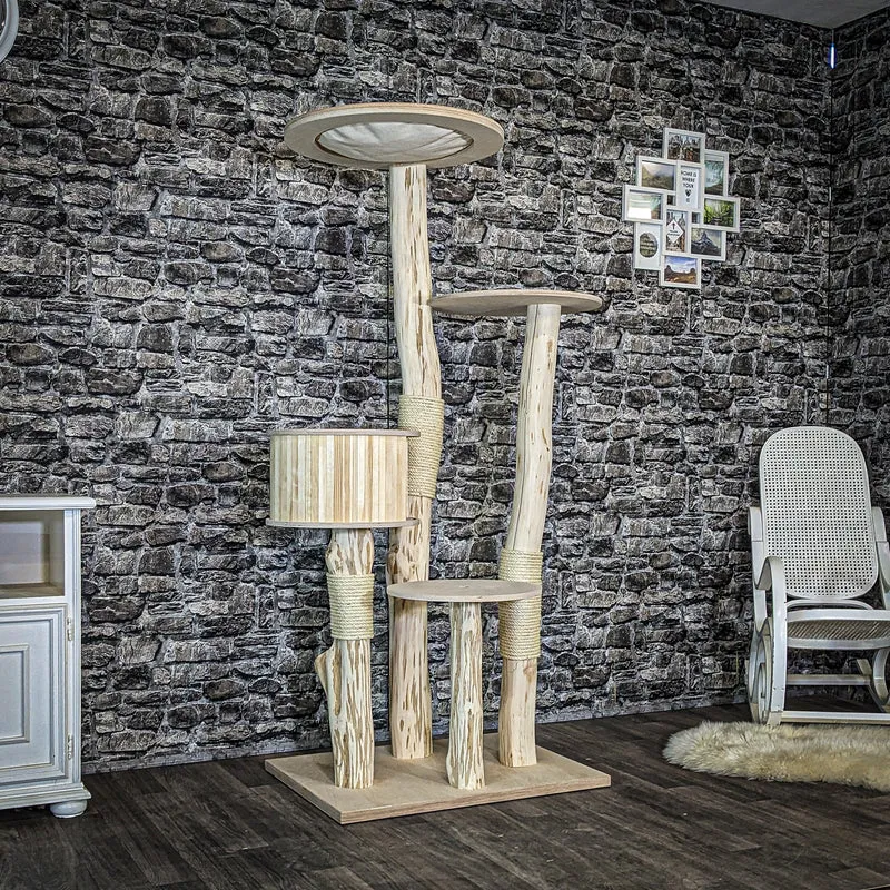 Naturkratzbaum 4087 Kratzbaum Natur Holz Design 175 cm hoch Katzenbaum