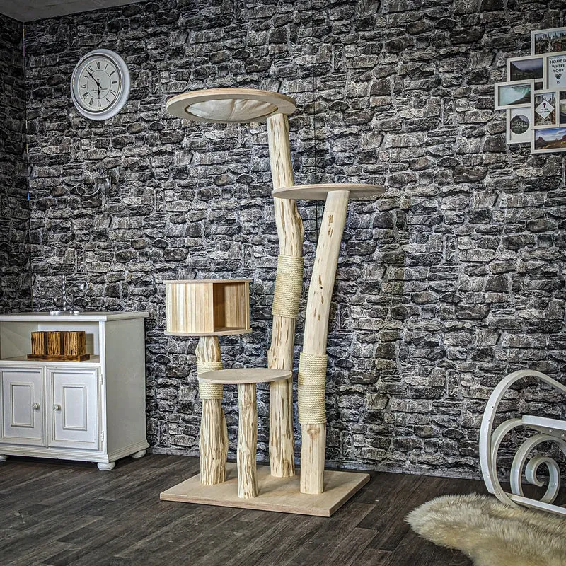 Naturkratzbaum 4087 Kratzbaum Natur Holz Design 175 cm hoch Katzenbaum