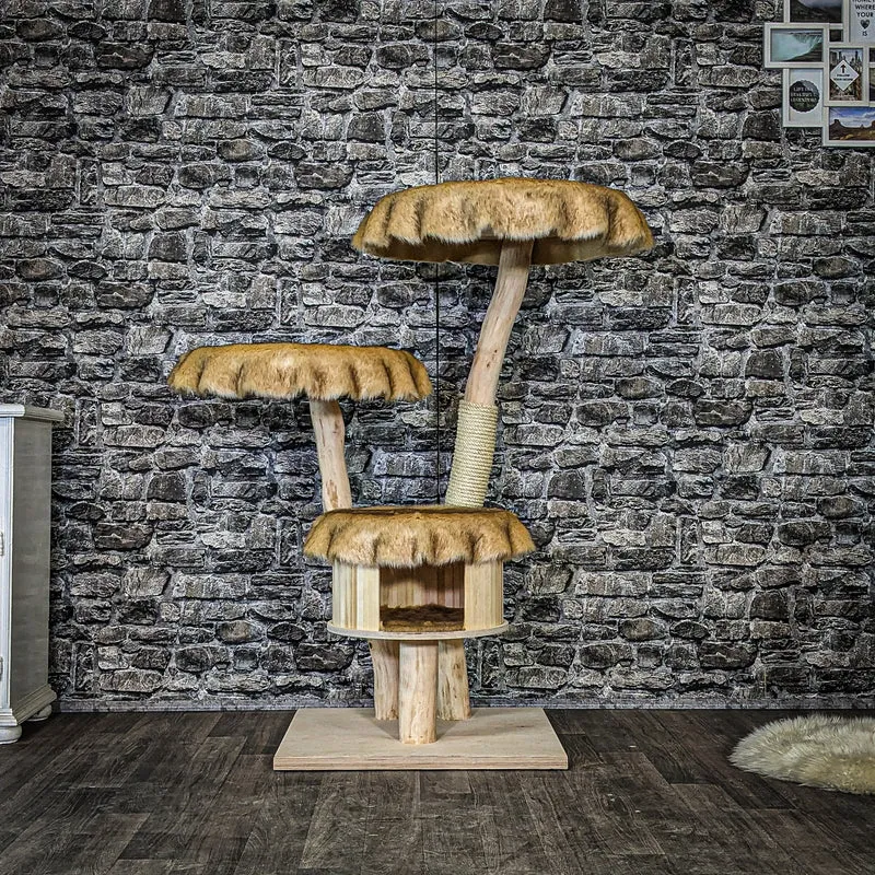 Naturkratzbaum 4088 Kratzbaum Natur Holz Design 124 cm hoch Katzenbaum
