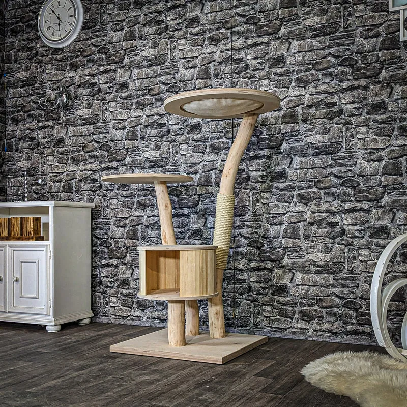 Naturkratzbaum 4088 Kratzbaum Natur Holz Design 124 cm hoch Katzenbaum