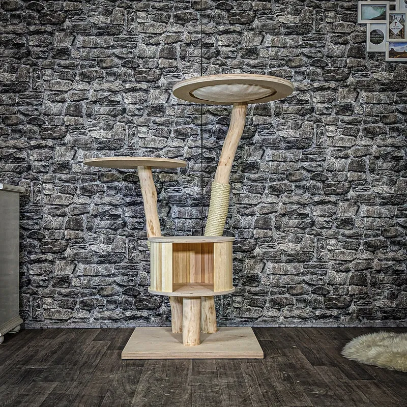 Naturkratzbaum 4088 Kratzbaum Natur Holz Design 124 cm hoch Katzenbaum