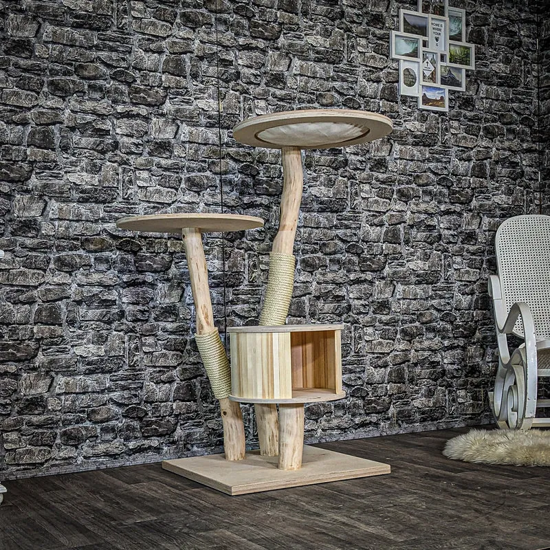 Naturkratzbaum 4088 Kratzbaum Natur Holz Design 124 cm hoch Katzenbaum