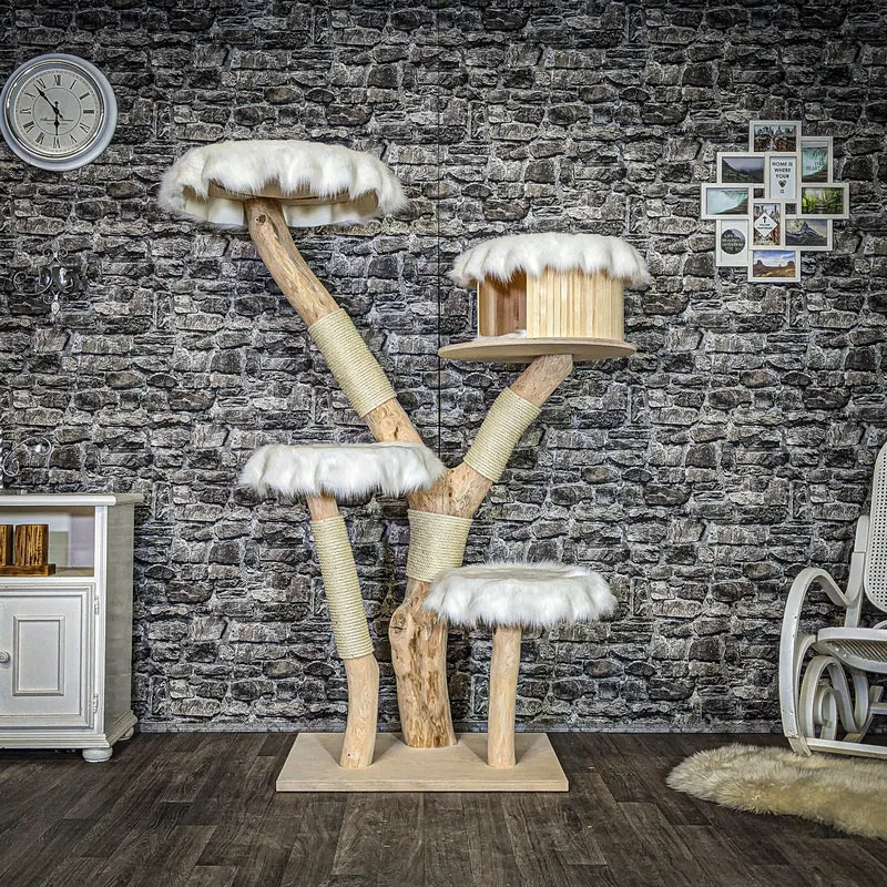 Naturkratzbaum 4089 Kratzbaum Natur Holz Design 173 cm hoch Katzenbaum