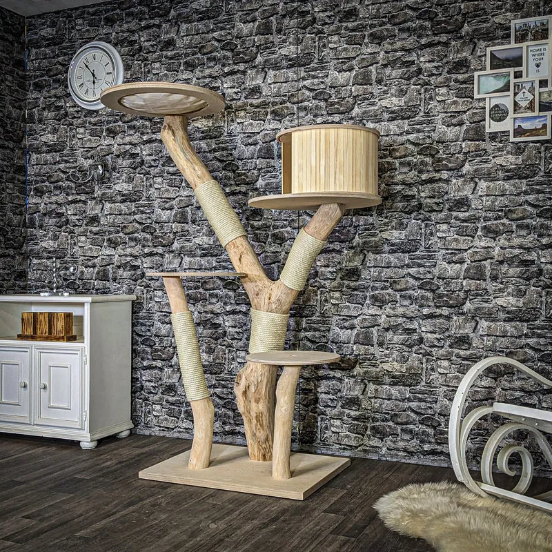 Naturkratzbaum 4089 Kratzbaum Natur Holz Design 173 cm hoch Katzenbaum