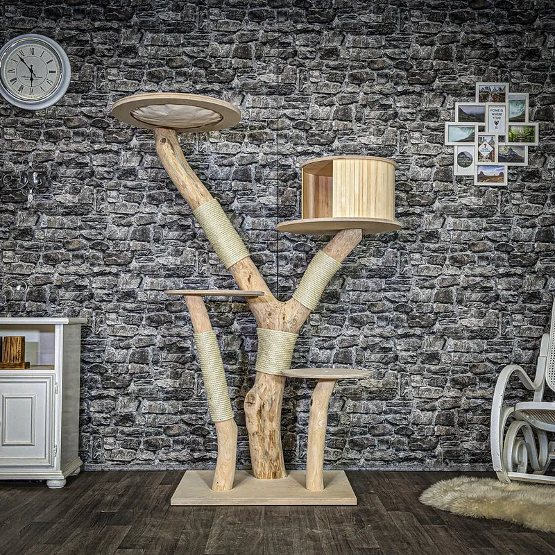 Naturkratzbaum 4089 Kratzbaum Natur Holz Design 173 cm hoch Katzenbaum