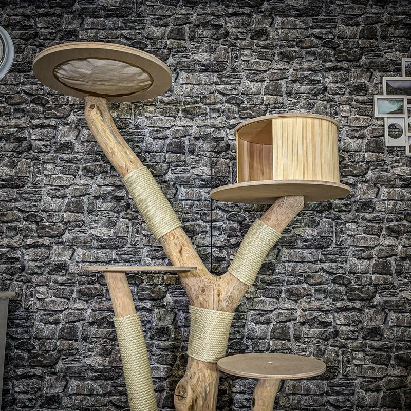 Naturkratzbaum 4089 Kratzbaum Natur Holz Design 173 cm hoch Katzenbaum