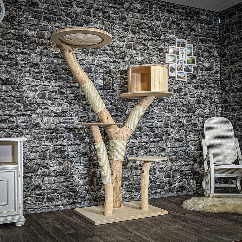 Naturkratzbaum 4089 Kratzbaum Natur Holz Design 173 cm hoch Katzenbaum