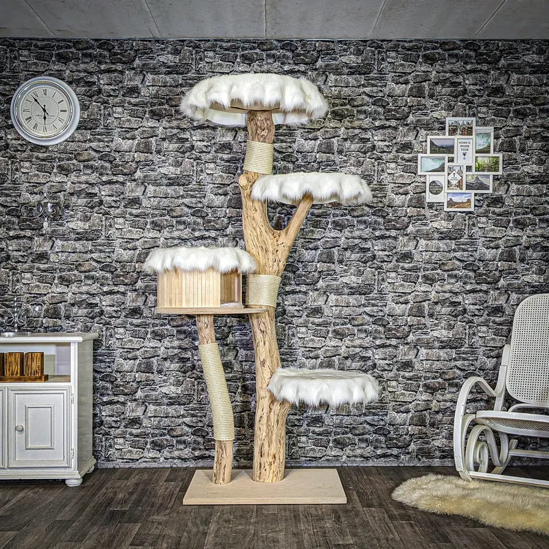 Naturkratzbaum 4090 Kratzbaum Natur Holz Design 200 cm hoch Katzenbaum