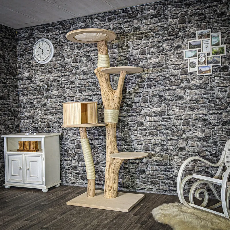 Naturkratzbaum 4090 Kratzbaum Natur Holz Design 200 cm hoch Katzenbaum