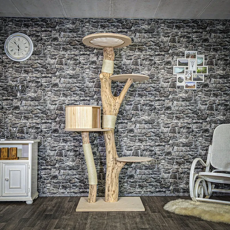 Naturkratzbaum 4090 Kratzbaum Natur Holz Design 200 cm hoch Katzenbaum