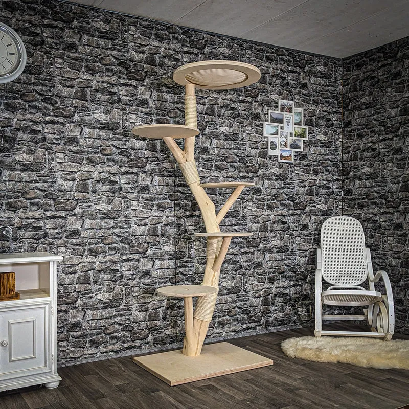 Naturkratzbaum 4072 Kratzbaum Natur Holz Design 195 cm hoch Katzenbaum