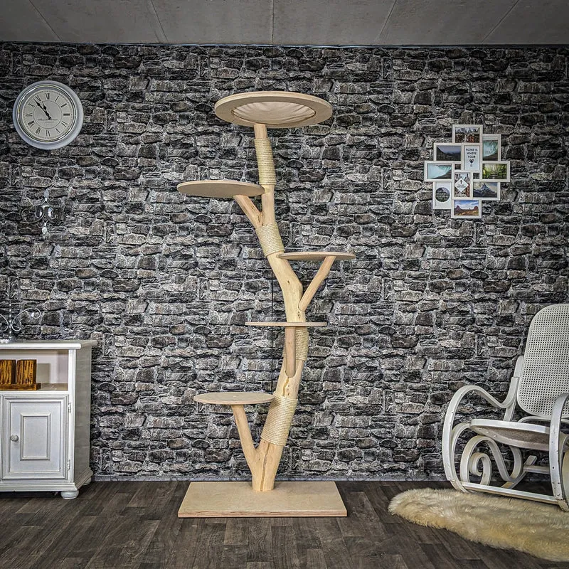 Naturkratzbaum 4072 Kratzbaum Natur Holz Design 195 cm hoch Katzenbaum