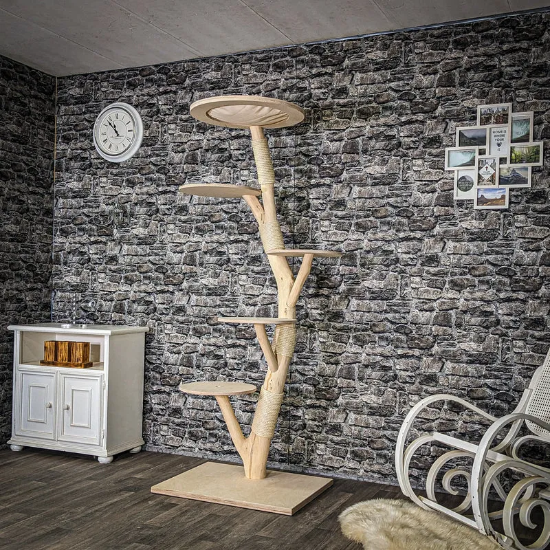 Naturkratzbaum 4072 Kratzbaum Natur Holz Design 195 cm hoch Katzenbaum