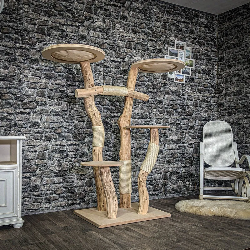Naturkratzbaum 4071 Kratzbaum Natur Holz Design 155 cm hoch Katzenbaum