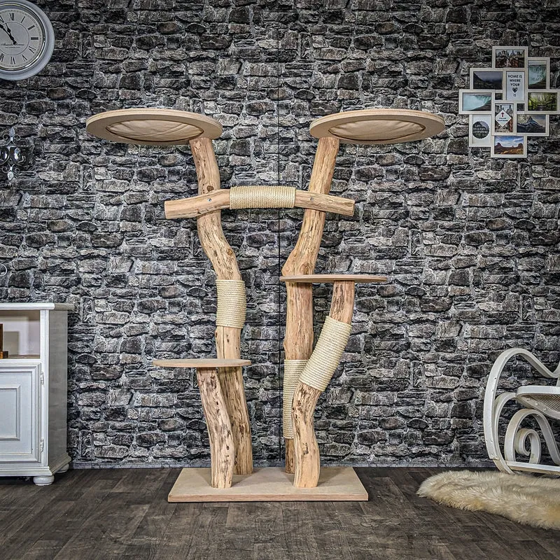 Naturkratzbaum 4071 Kratzbaum Natur Holz Design 155 cm hoch Katzenbaum