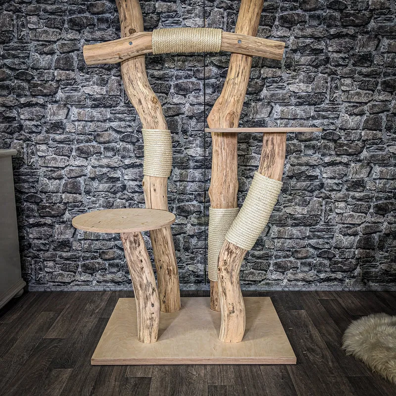 Naturkratzbaum 4071 Kratzbaum Natur Holz Design 155 cm hoch Katzenbaum