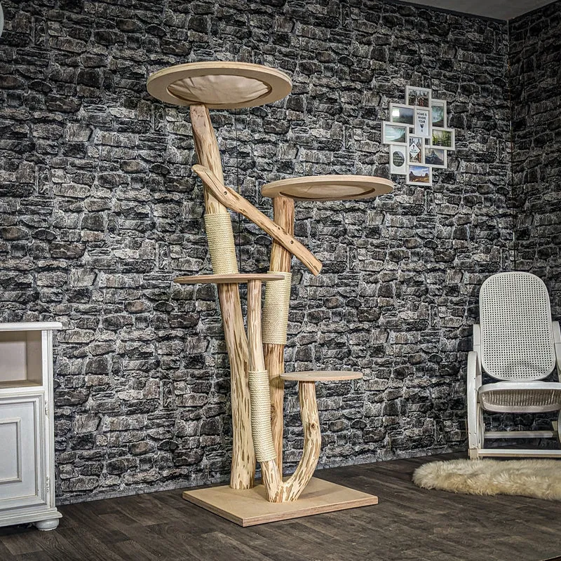 Naturkratzbaum 4070 Kratzbaum Natur Holz Design 170 cm hoch Katzenbaum