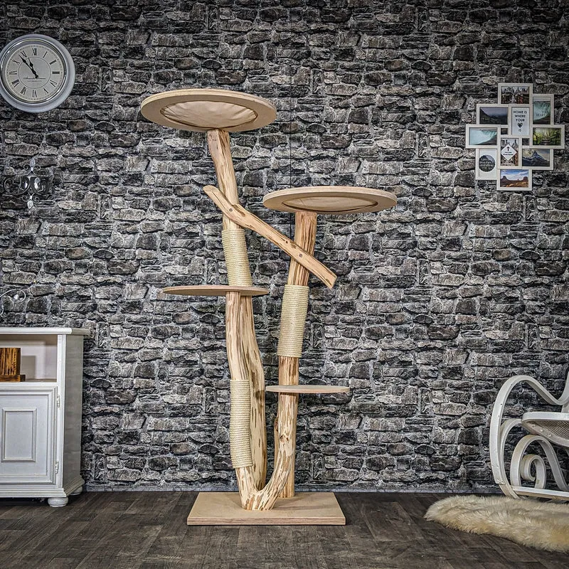 Naturkratzbaum 4070 Kratzbaum Natur Holz Design 170 cm hoch Katzenbaum