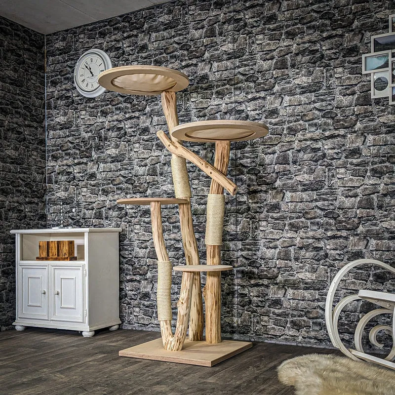 Naturkratzbaum 4070 Kratzbaum Natur Holz Design 170 cm hoch Katzenbaum