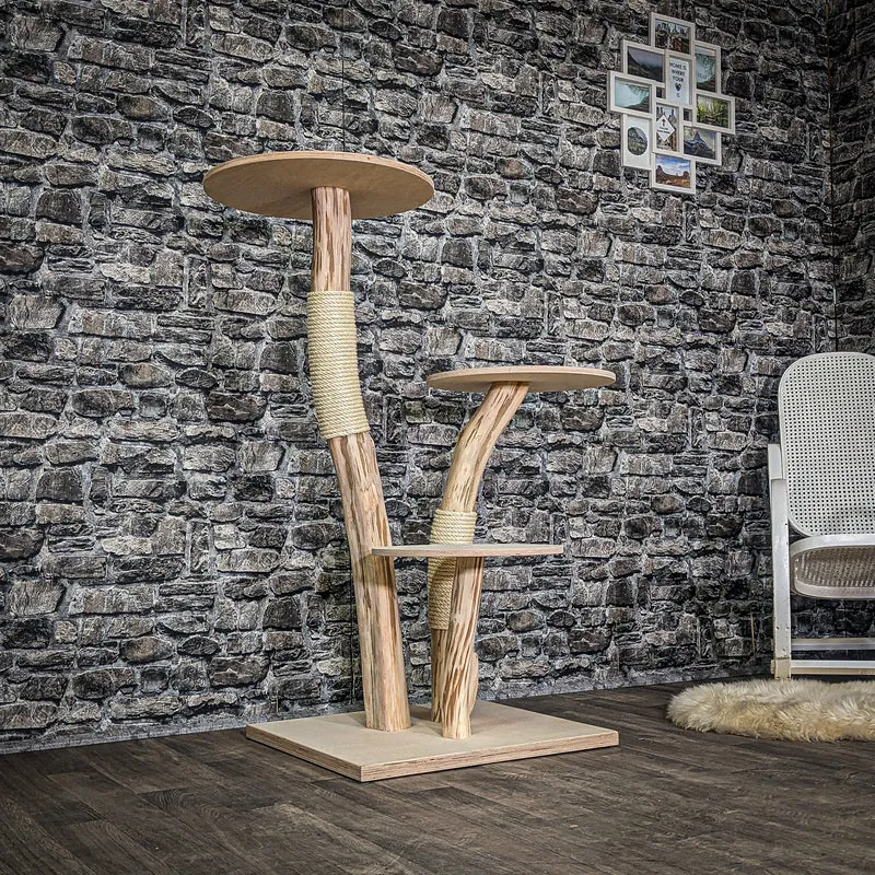 Naturkratzbaum 4069 Kratzbaum Natur Holz Design 123 cm hoch Katzenbaum