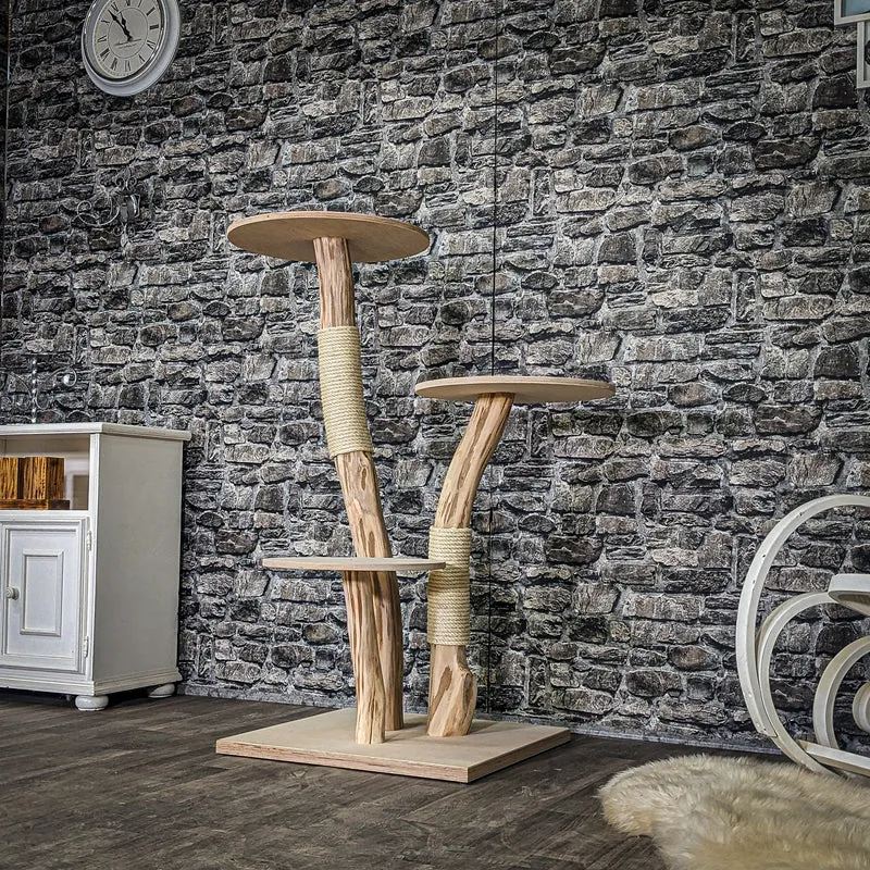 Naturkratzbaum 4069 Kratzbaum Natur Holz Design 123 cm hoch Katzenbaum