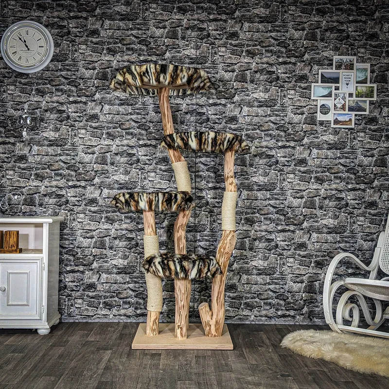 Naturkratzbaum 4068 Kratzbaum Natur Holz Design 175 cm hoch Katzenbaum