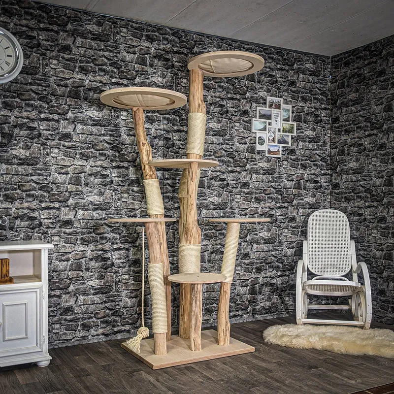 Naturkratzbaum 4067 Kratzbaum Natur Holz Design 210 cm hoch Katzenbaum