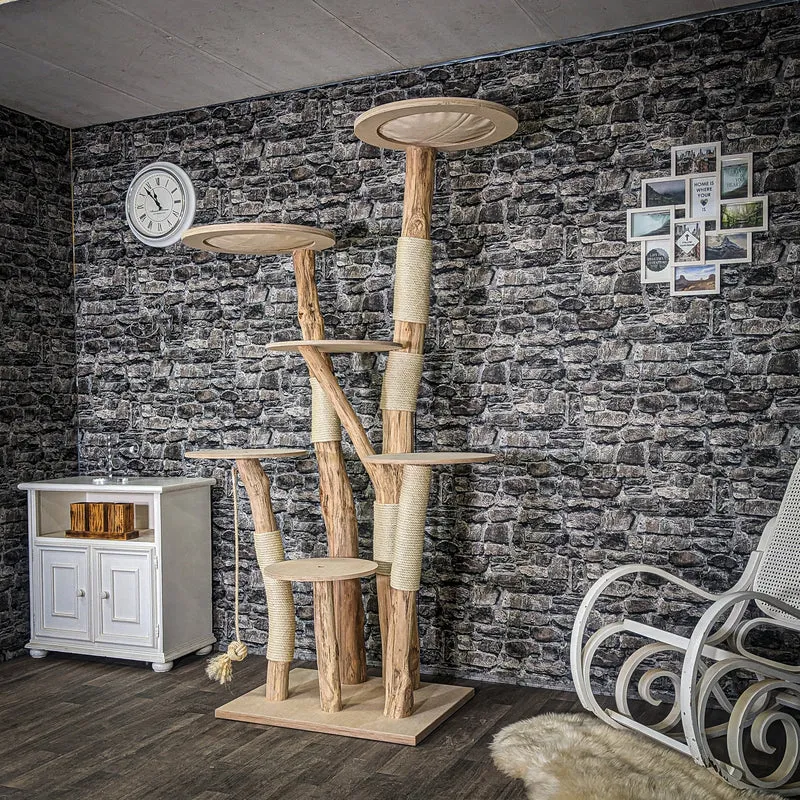 Naturkratzbaum 4067 Kratzbaum Natur Holz Design 210 cm hoch Katzenbaum