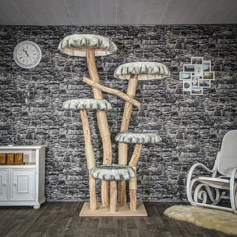 Naturkratzbaum 4065 Kratzbaum Natur Holz Design 205 cm hoch Katzenbaum